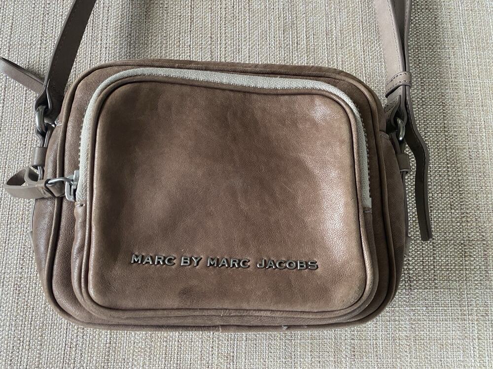 Marc by Marc Jacobs Leather Crossbody Bag Brown Taupe Small